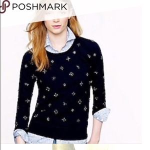Jcrew embellished navy sweater